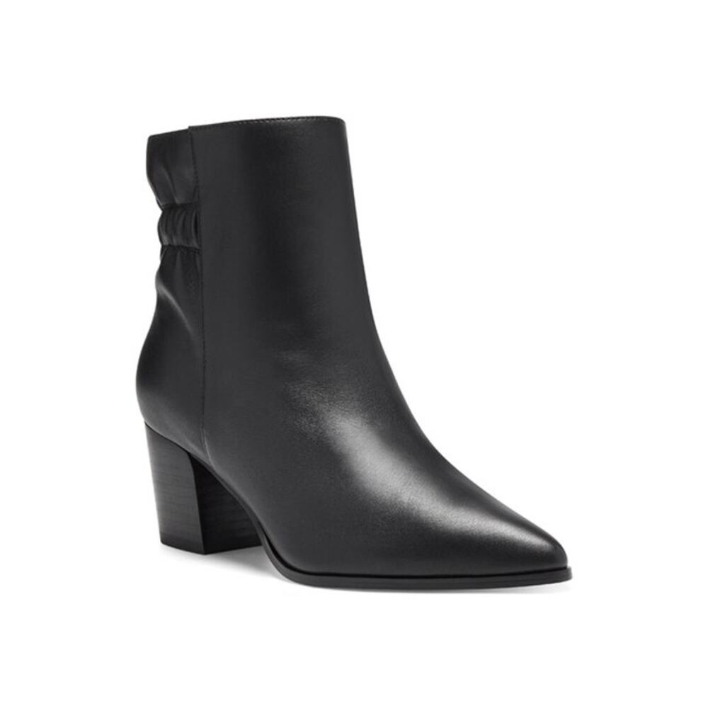 Sole Society Maeryn Bootie Heeled Ankle Boots Black Leather Pointed Toe 7.5 Shoe